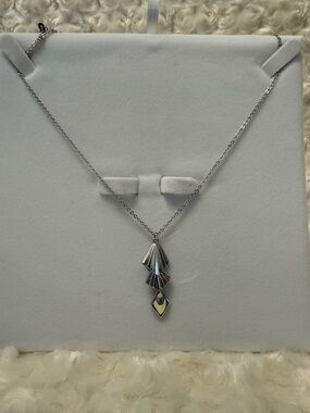 Silver Tiered Geometric Pendant Necklace - Women Jewelry